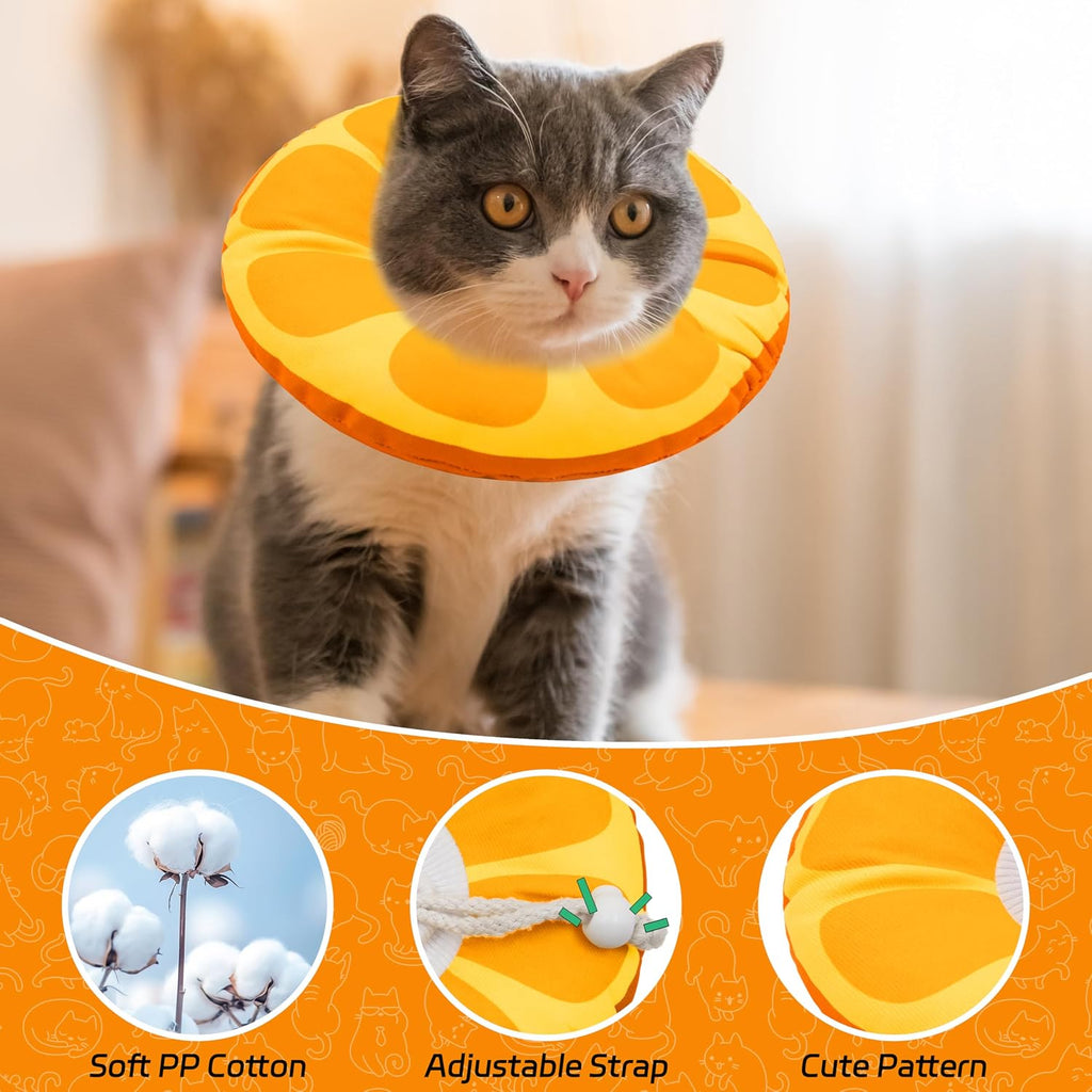 Seyezo Cat Cone Collar Soft, Adjustable Cat Recovery Cone, Orange, Large
