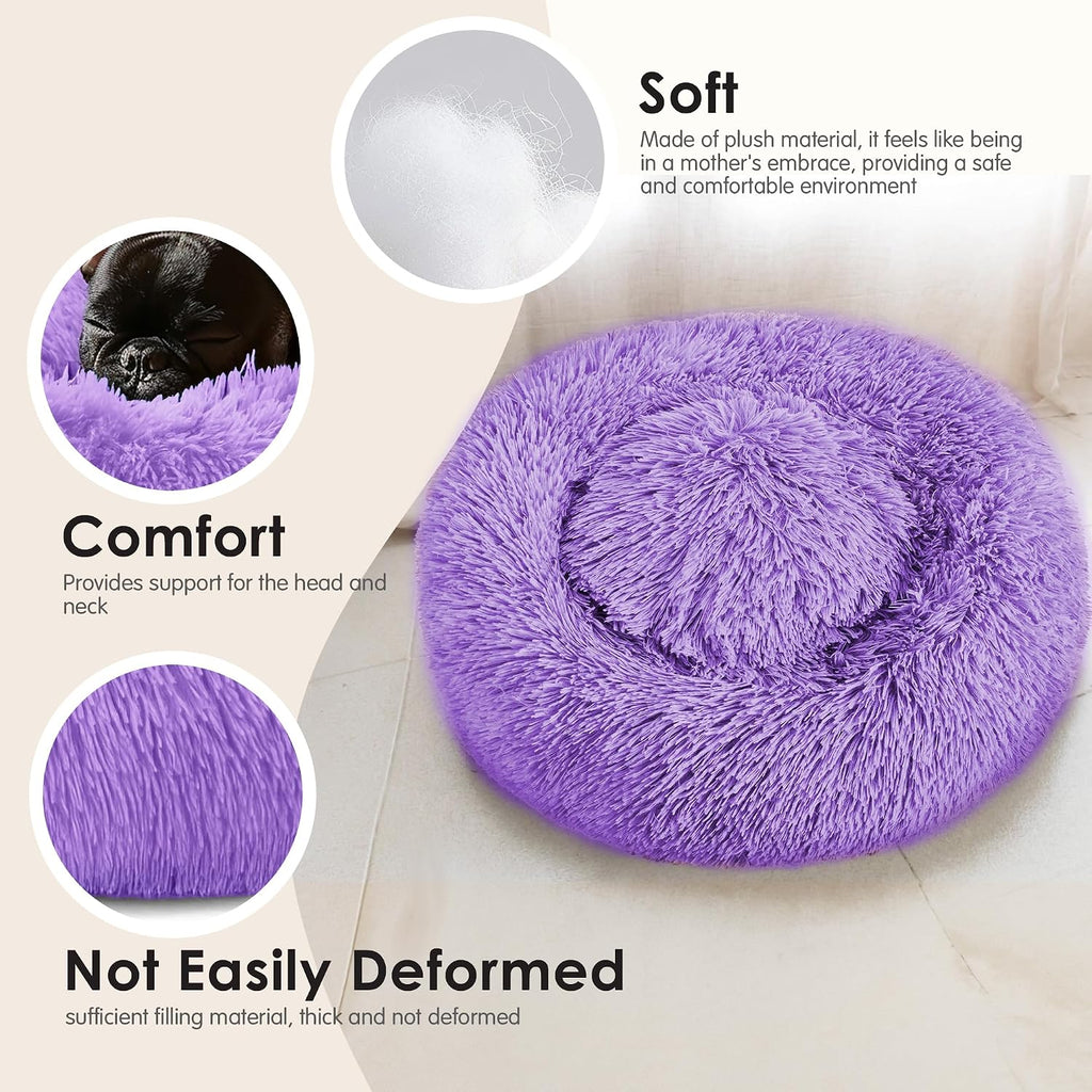 Extra Large Dog Beds, 36in Human Dog Anxiety Relief Comfort Bed (Purple)