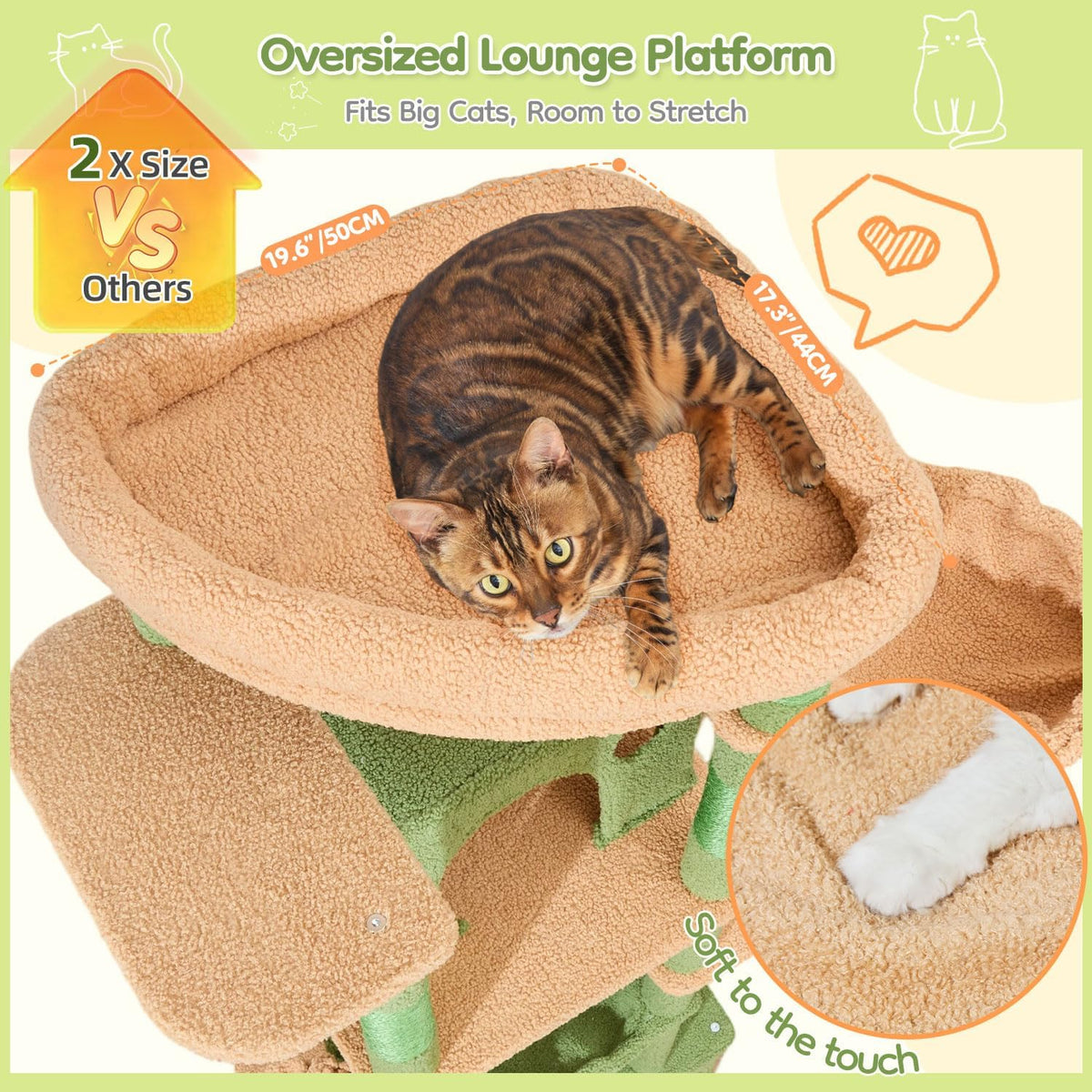 Taoqimiao 72 in Cat Tree, XXL Cat Tower for Indoor Cats Large Adult 25Lbs+