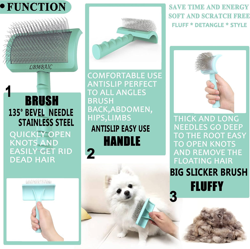Dog Slicker Bursh for Goldendoodles Toy Poodles Fluff Shedding. | Soft Bristles,Curved Brushes for Dogs Cats,Thick Long Curly Hair Fluffy Matted Hair,Remove Tangles,Mats,Knots,Loose Fur.25mm. 