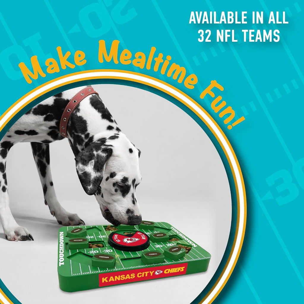 Pets First NFL Kansas City Chiefs Large Puzzle Toy for Dogs, Slow Feeder Board for Pets, New Bigger Size, Interactive Doggie Treat Toy