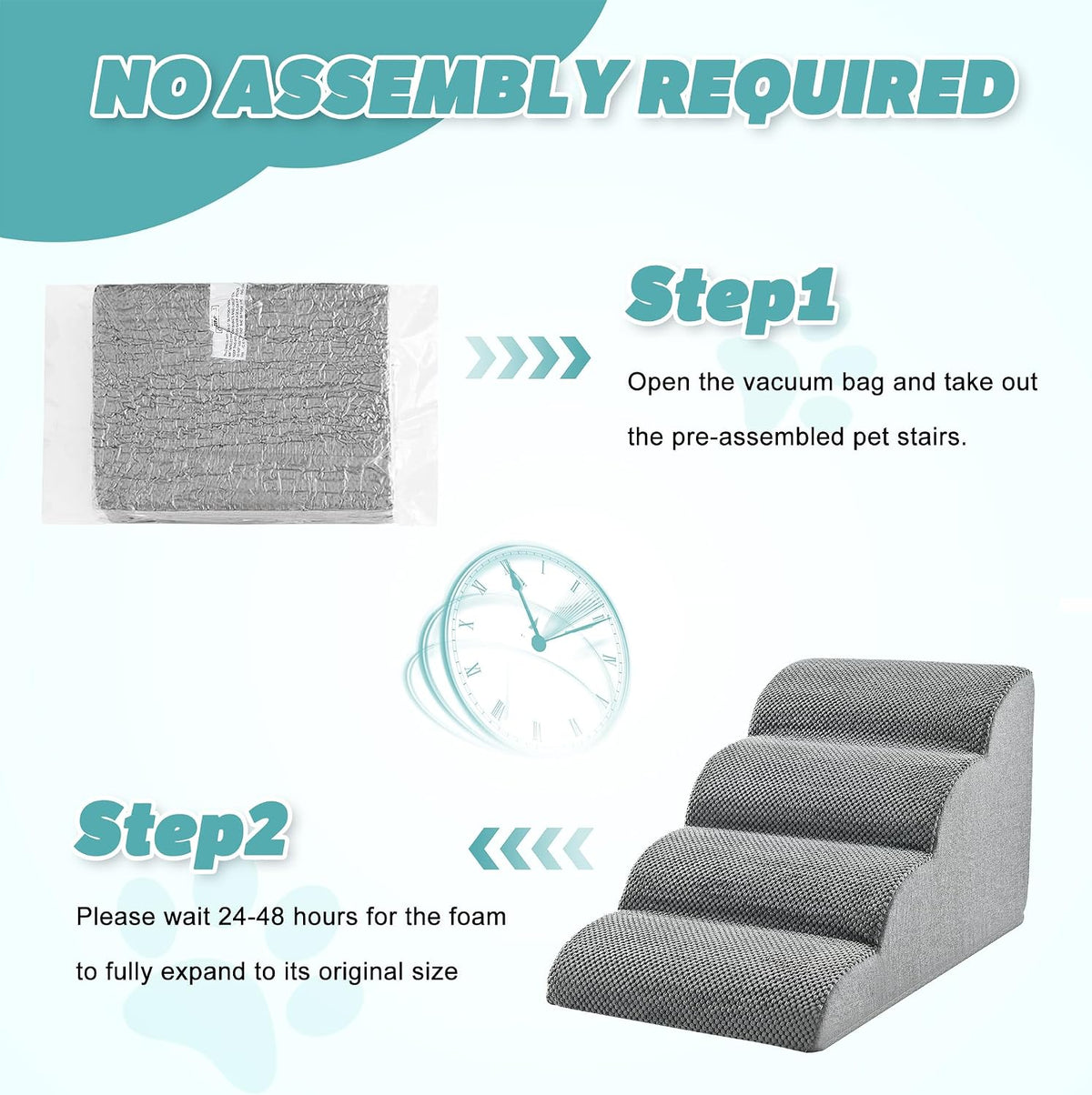 IFNOW Dog Stairs for Small Dogs and Cats 11.8" H, 3-Step Sturdy Dog Steps for Couch, Sofa or Chair, High-Density Foam Pet Stairs for Puppy, Older Cats, Non-Slip Curved Pet Ramp Indoor, Grey
