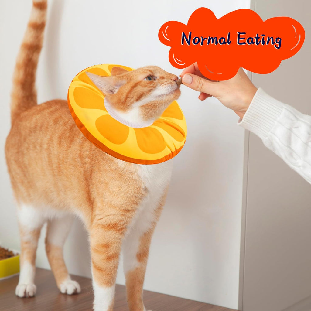 Seyezo Cat Cone Collar Soft, Adjustable Cat Recovery Cone, Orange, Large