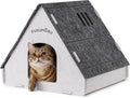 FUKUMARU Cat House Cave Bed for Indoor Cats, Large Warm Felt Cat Hideaway