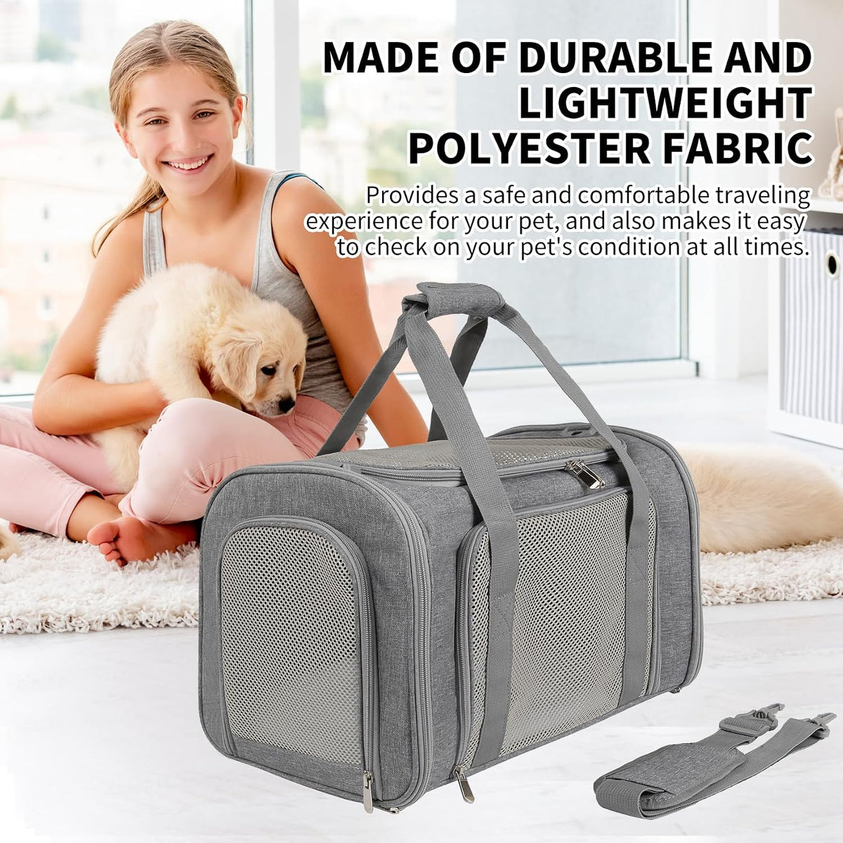 Carriers Soft-Sided Large Pet Carrier for Cats Dogs Small Animals Up to 35Lbs,Top Load Carrier,Ventilated Design,Portable Cat Carrier Airline Approved(X-Large, Grey)