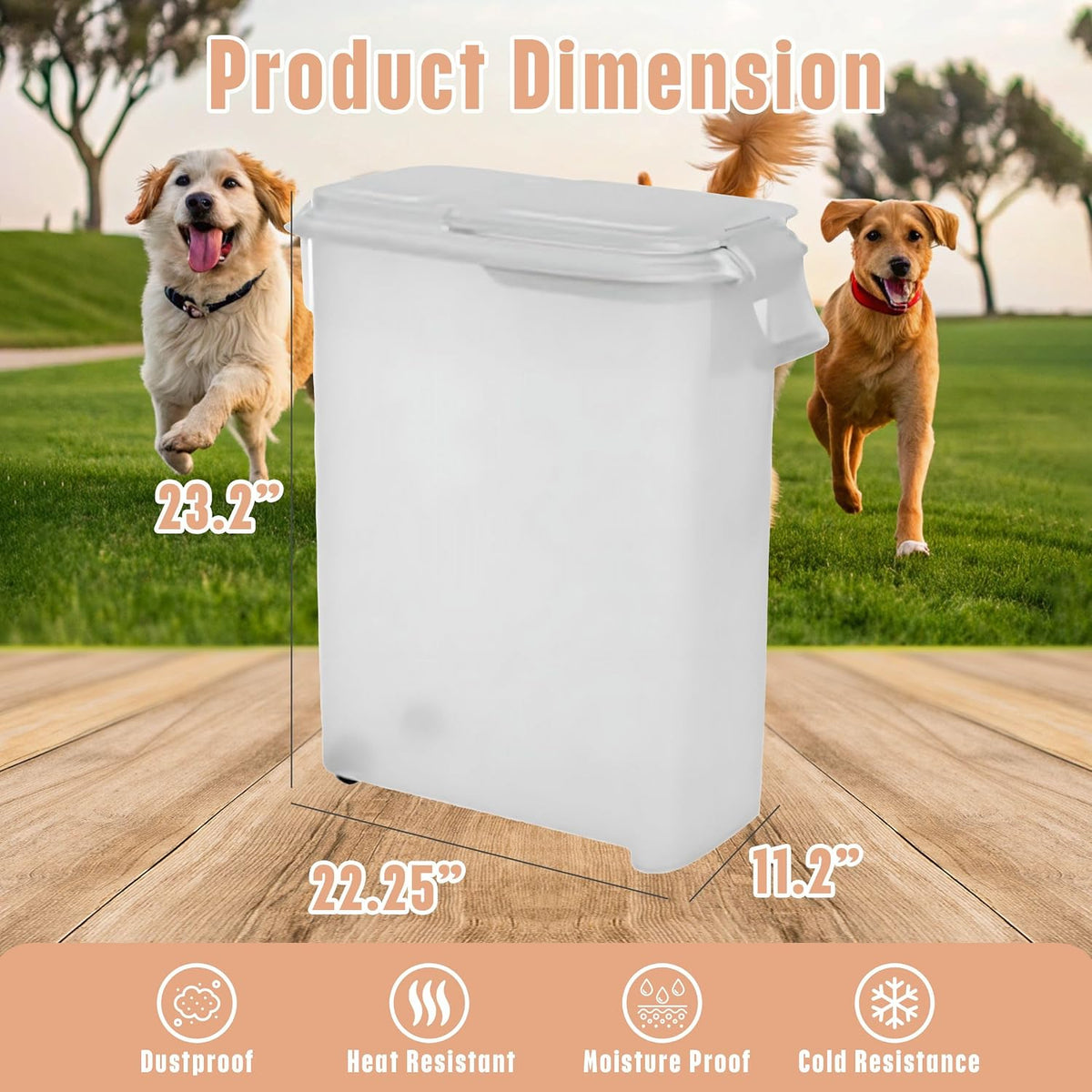 Buddeez Airtight Rolling Pet Food Storage Container, 50 Quart, with Scoop