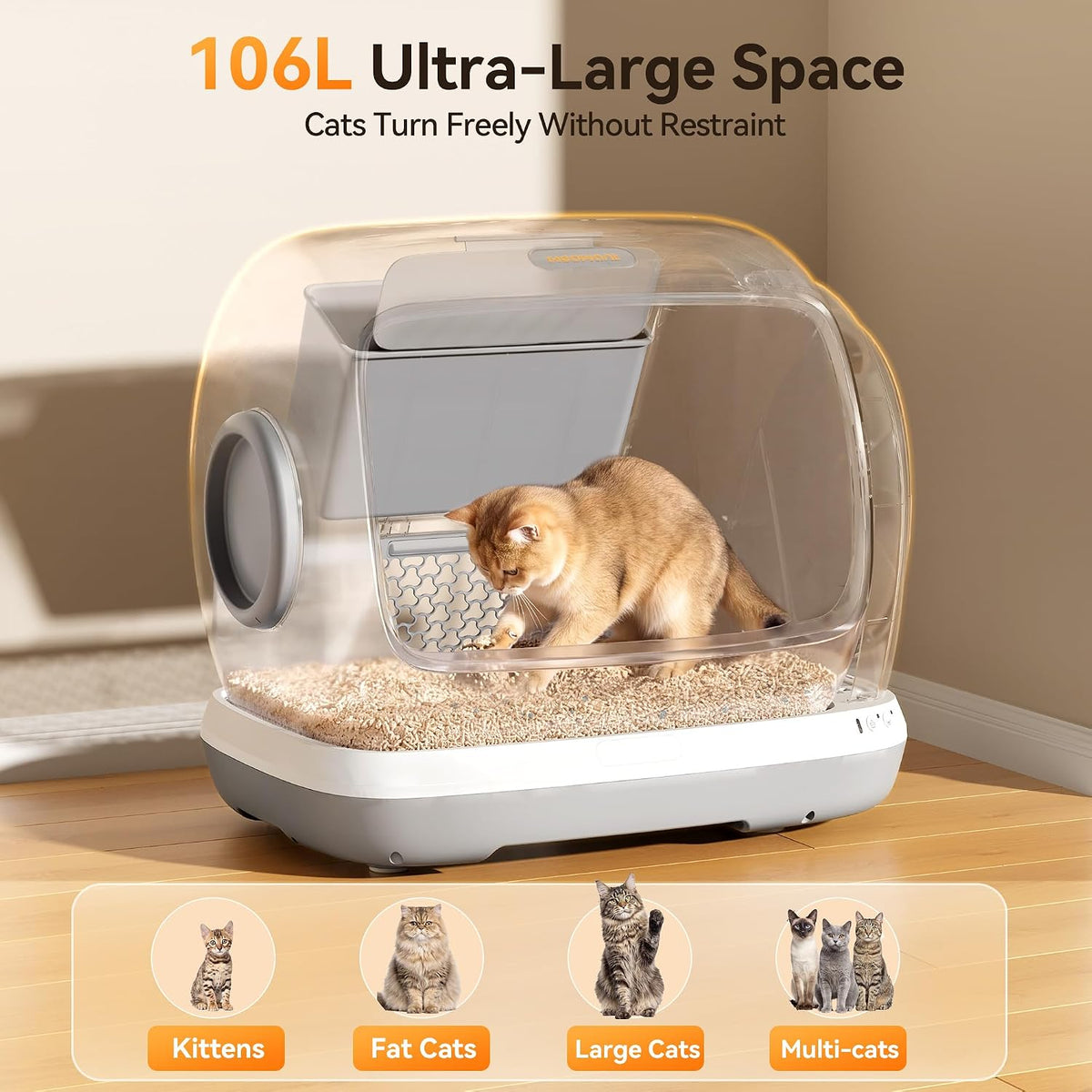 Meowant Large Space Automatic Litter Box for Multiple Cats