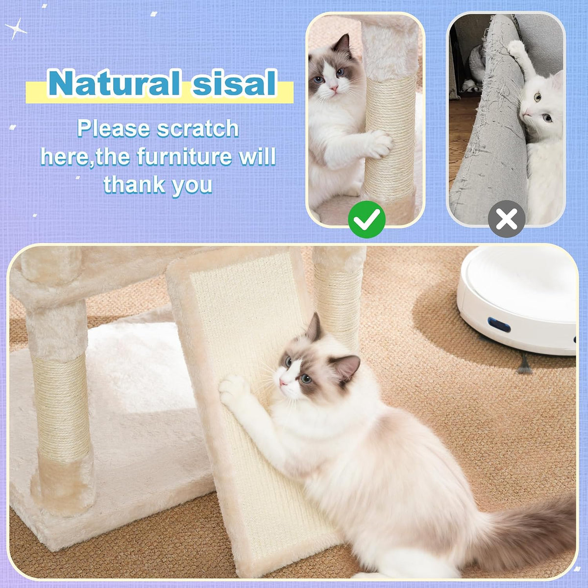 Hey-brother Cat Tree Tower with Extra Large Platform and Basket, MPJ080M