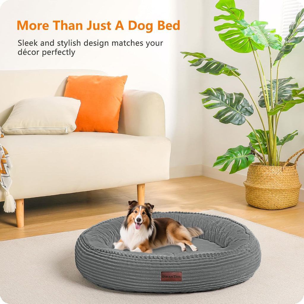 Dwanton Orthopedic Medium Dount Dog Bed, Egg-Crate Foam Round Dog Sofa, 32"