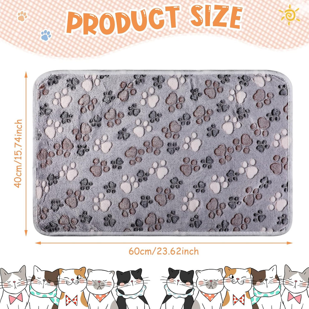 Tatuo 4 Pcs Fleece Dog Blankets for Puppy Cat, Gray, 24 x 16 in, Paw