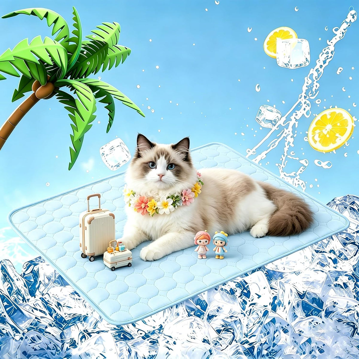 Dog Cooling Mat, 24”x20” Arc Chill Ice Silk Cooling Pad for Dogs, Q-MAX > 0.5 Cool Summer Pet Sleeping Mat, Hydrophobic Washable Non-Slip Mat, Non-Toxic All-Season Use & Portable for Travel