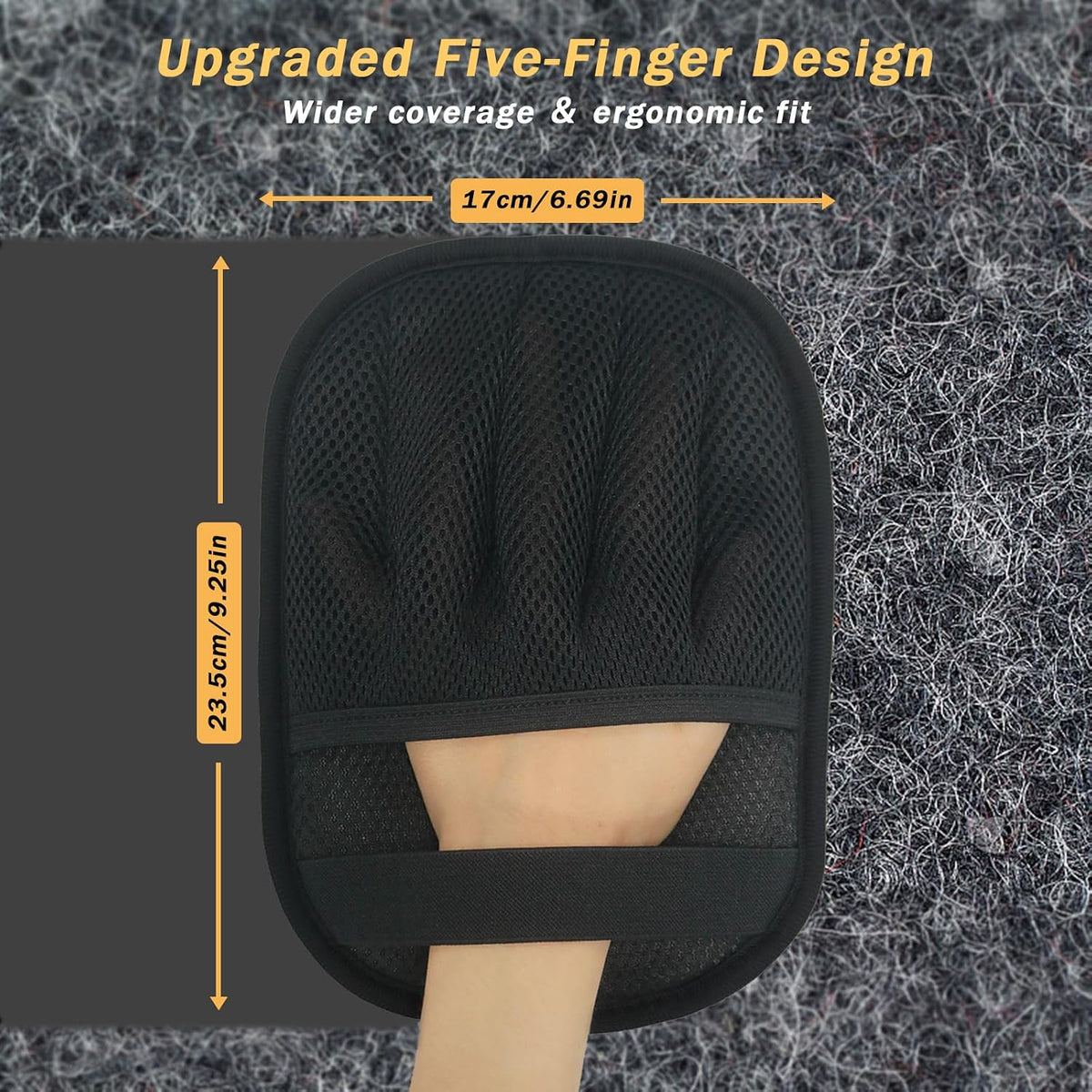 AUBELL Pet Hair Removal Glove,Five-Finger Electrostatic Magic Brush,2Pcs