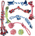 TwoEar Dog Rope Toy 9 Pack - Puppy Teething Toys for Small Medium Breed | Indestructible Dog Chew Toys for Aggressive Chewers - Cotton Tug of War Dog Toys for Boredom, Teeth Clean