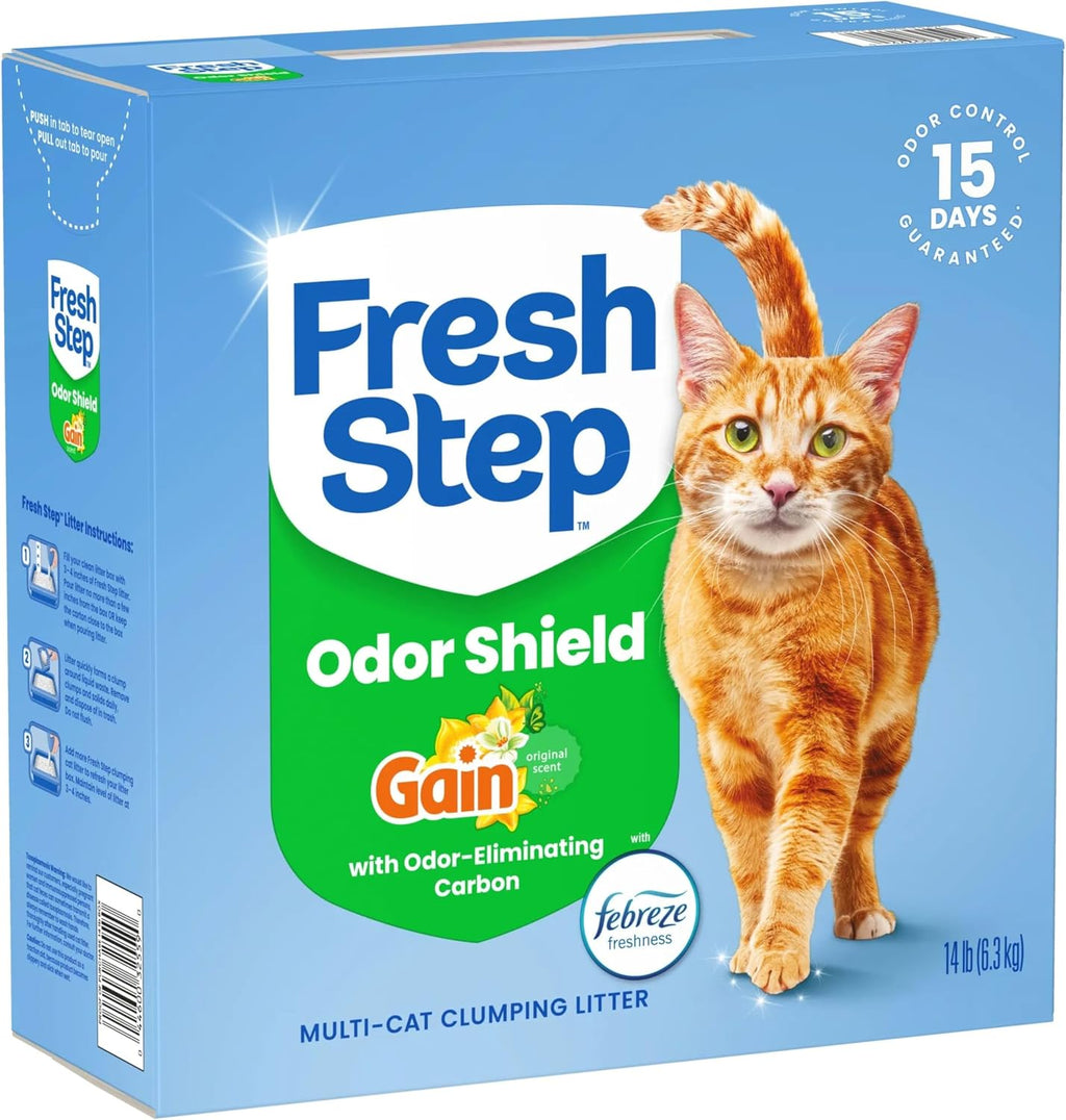 Fresh Step Odor Shield Multi Cat Clumping Cat Litter with Gain, 14 lb.