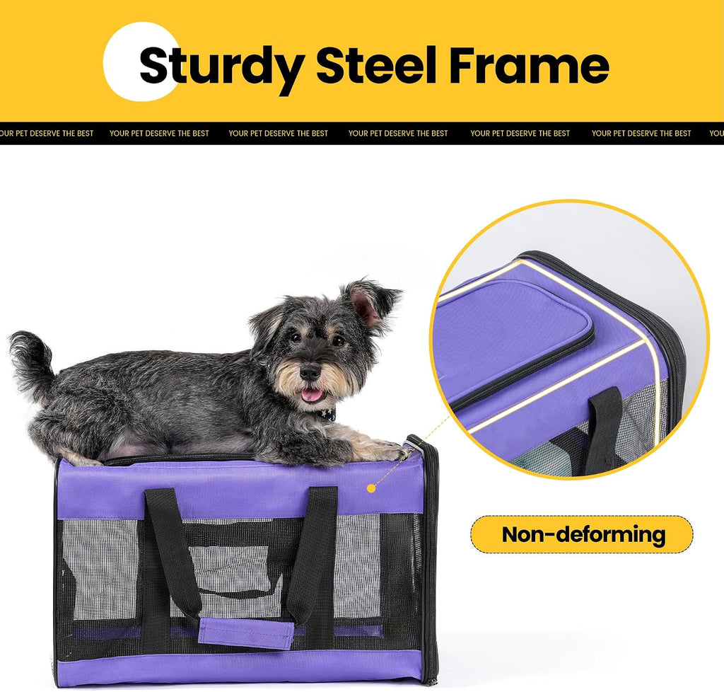 Conlun Dog Carrier Soft Sided, Large Cat Carrier,Purple L