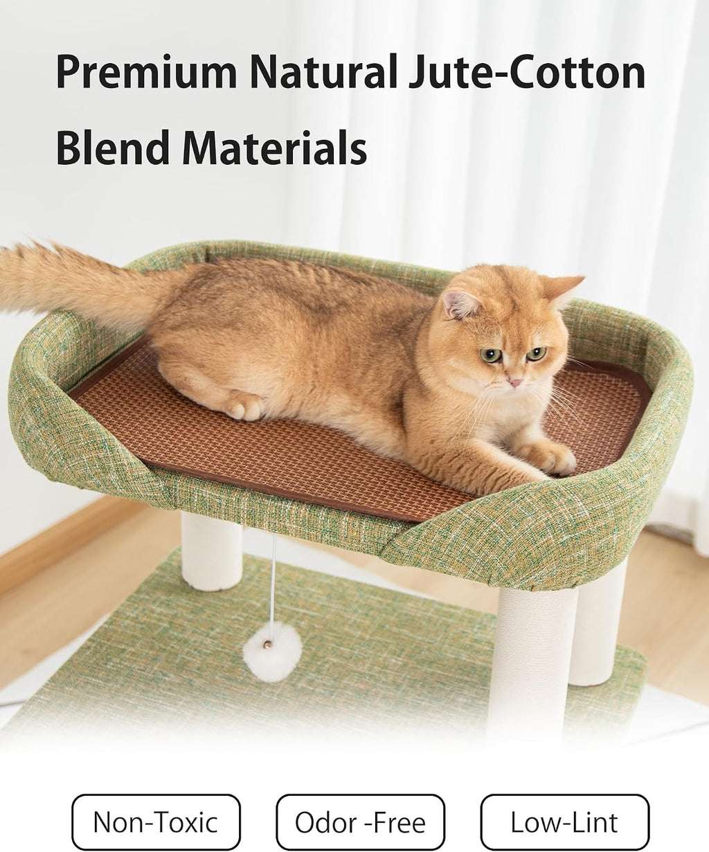 37.5" Cat Tree Tower for Large & Senior Cats, Low-Step Design