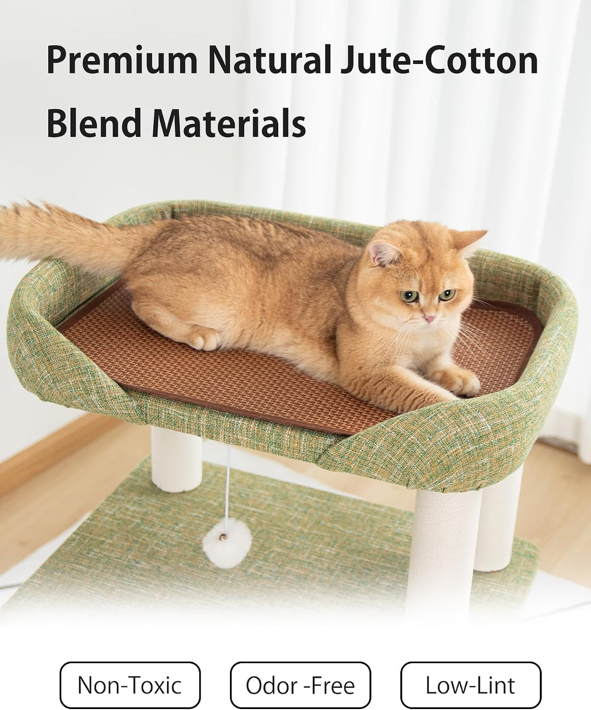 37.5" Cat Tree Tower for Large & Senior Cats, Low-Step Design