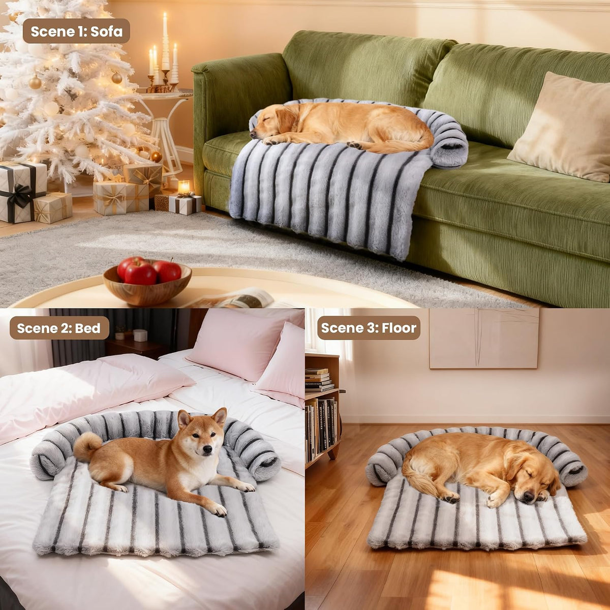 WATANIYA PET Large Dog Couch Bed, Fluffy Washable Couch Protector for Dogs with Removable Cover, Non-Slip Dog Sofa Bed, 45x37 Inch, Grey