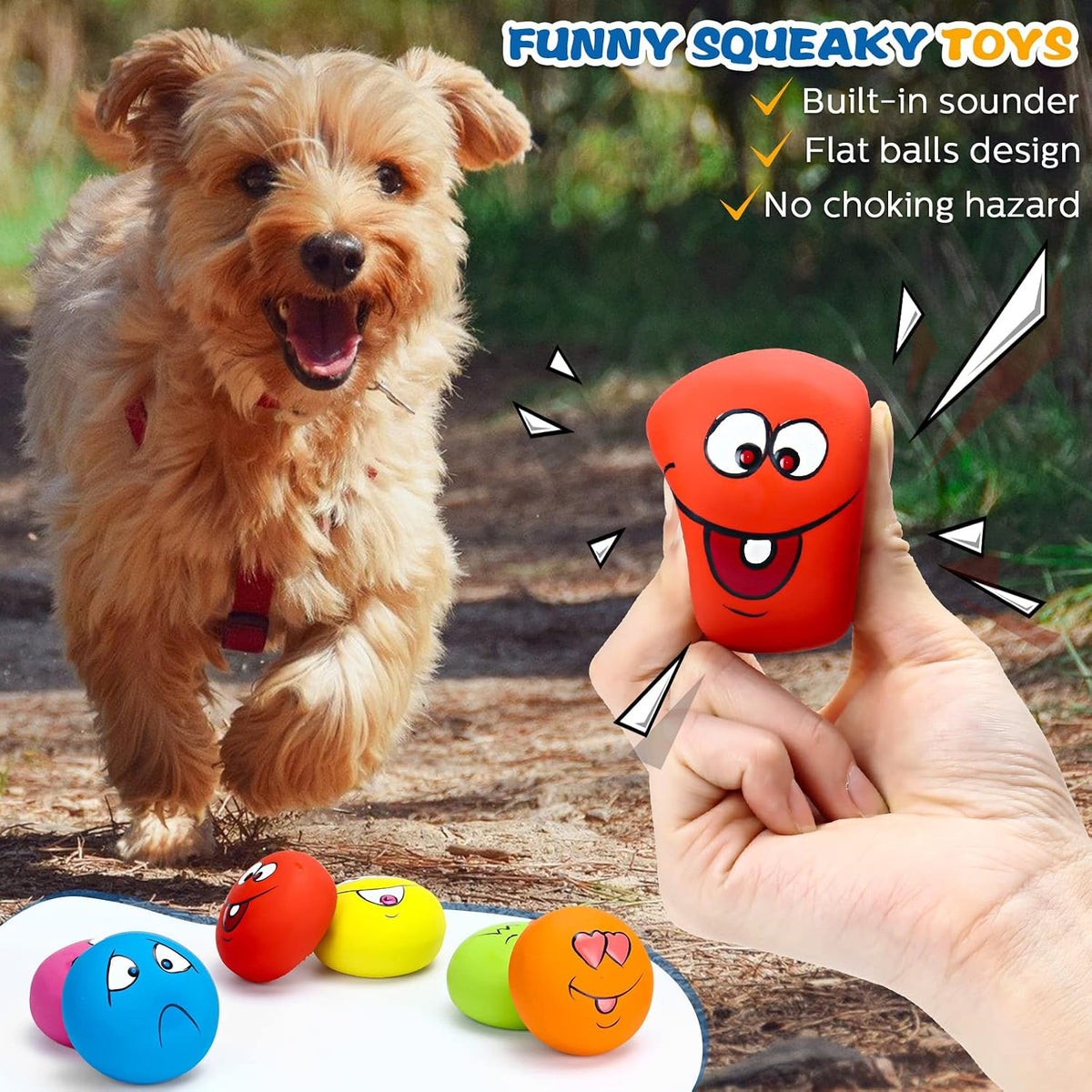 Hungdao 12 Pcs Squeaky Dog Toys, Small Dog Ball Bulk, Rubber Latex, Lively