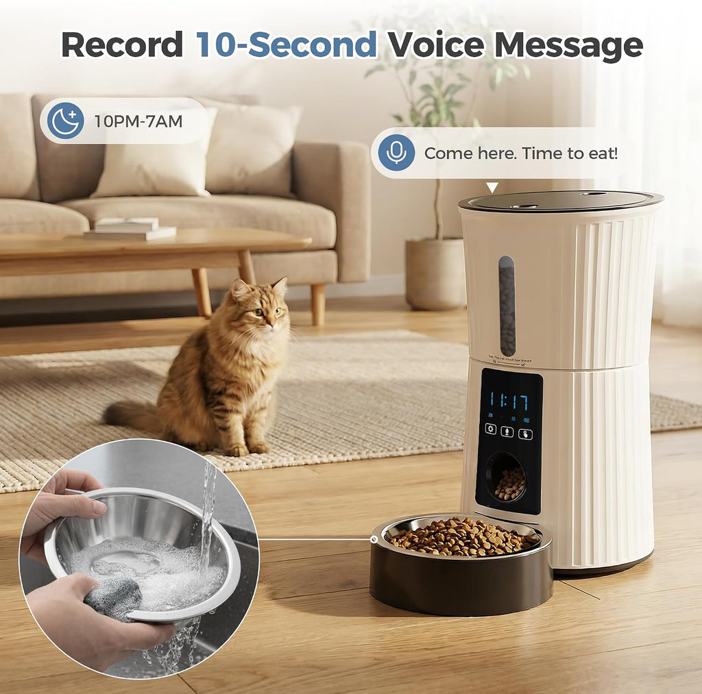DUMOS 4L Automatic Cat Feeder, Dog Food Dispenser with APP Control, White