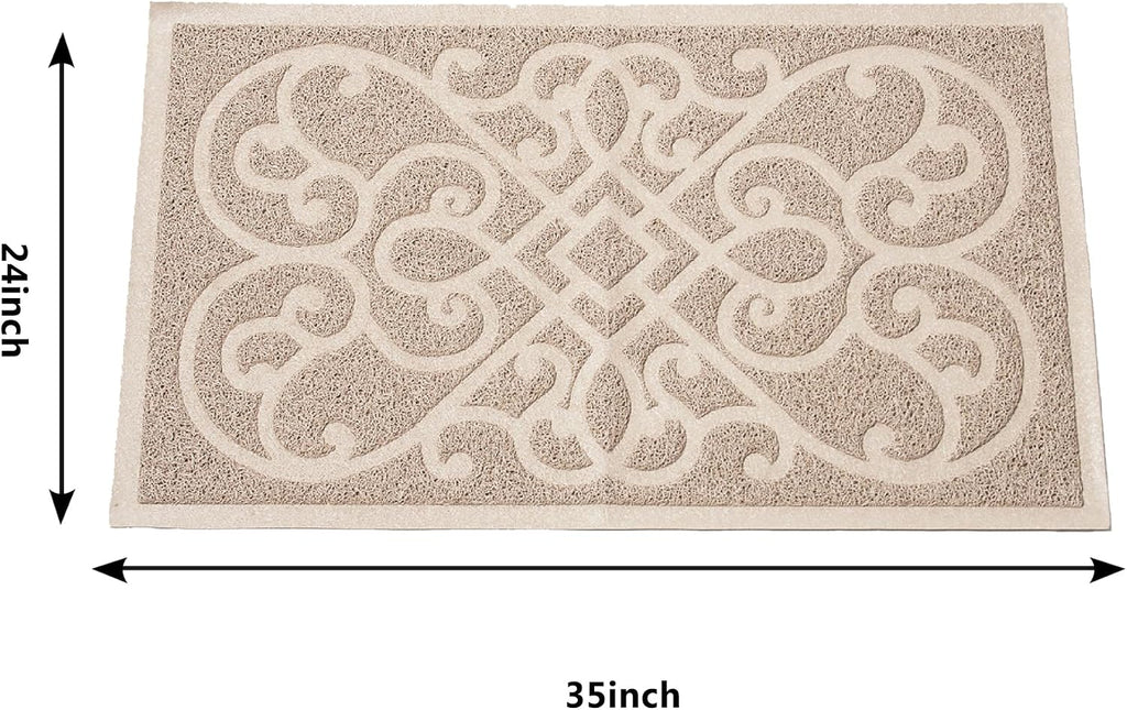 PetLike Cat Litter Box Mat, Thick Kitty Litter Trapping Mat, Durable,Waterproof &Washable with Non-Slip Backing, Soft on Kitty Paws and Easy to Clean, BPA Free 35x24,Tan