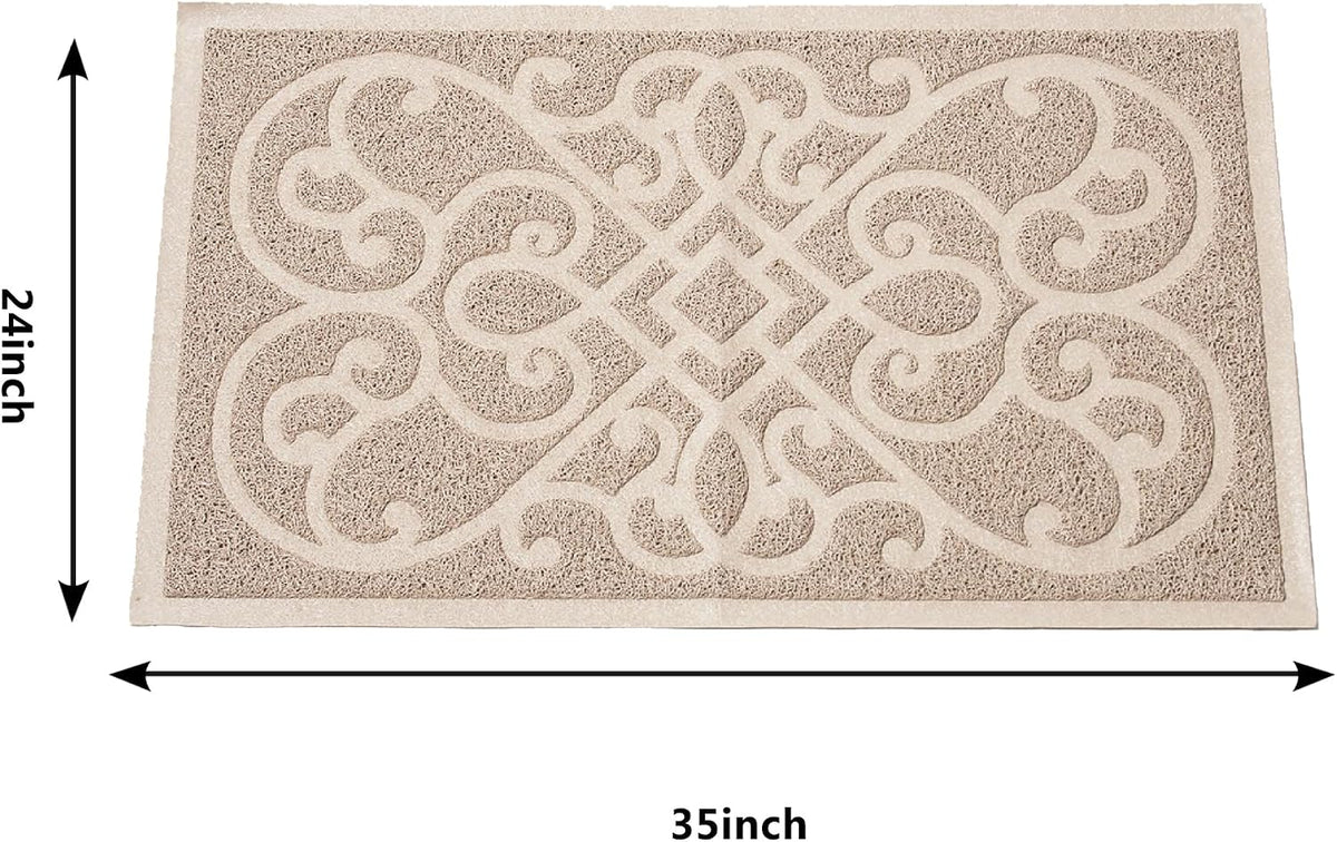 PetLike Cat Litter Box Mat, Thick Kitty Litter Trapping Mat, Durable,Waterproof &Washable with Non-Slip Backing, Soft on Kitty Paws and Easy to Clean, BPA Free 35x24,Tan