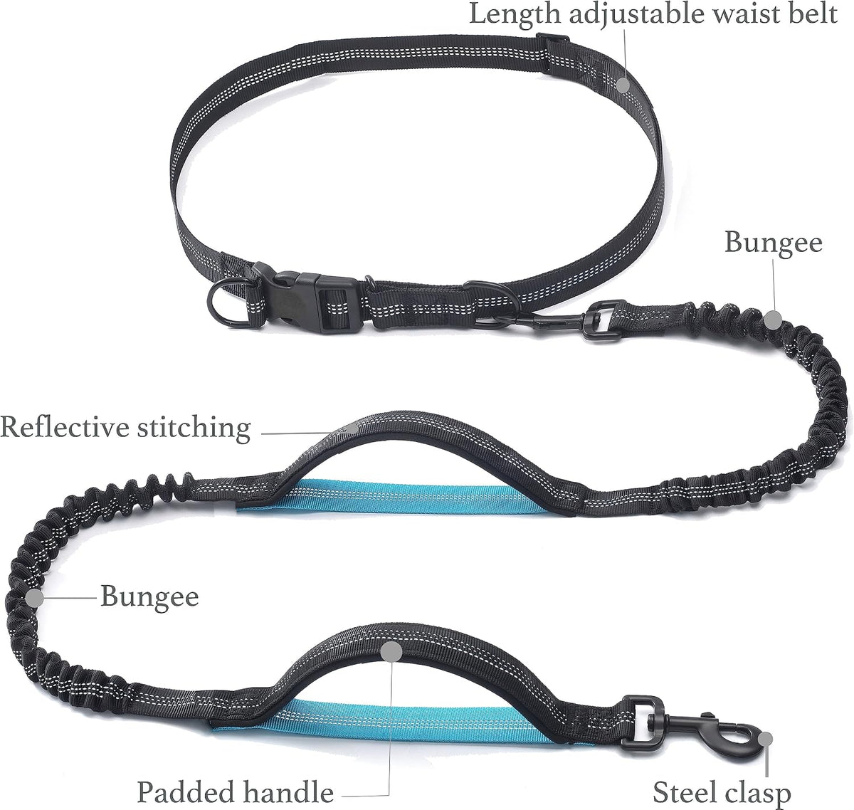 iYoShop Retractable Hands Free Dog Leash, Small, 8-25 lbs, Black