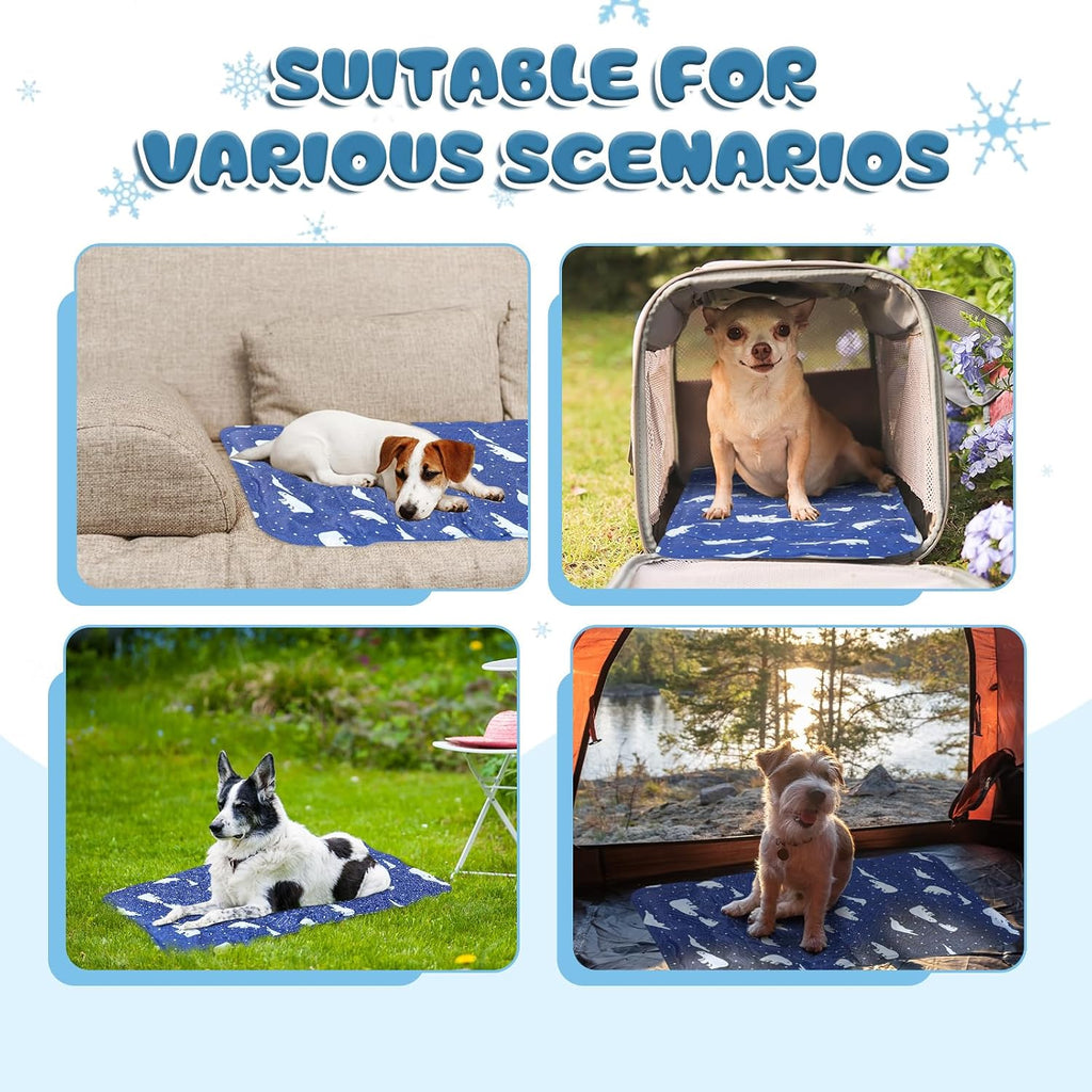 Nuanchu Pet Cooling Mat, Royal Blue Bear, 11.81 x 19.69 Inches, 1 Pcs