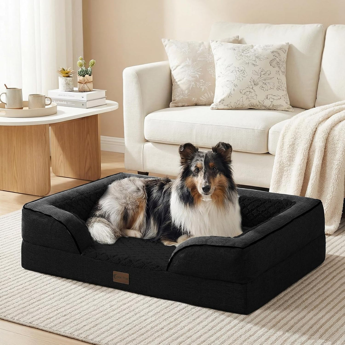 Orthopedic Washable Dog Bed for Extra Large Dogs, 45x35in, Black