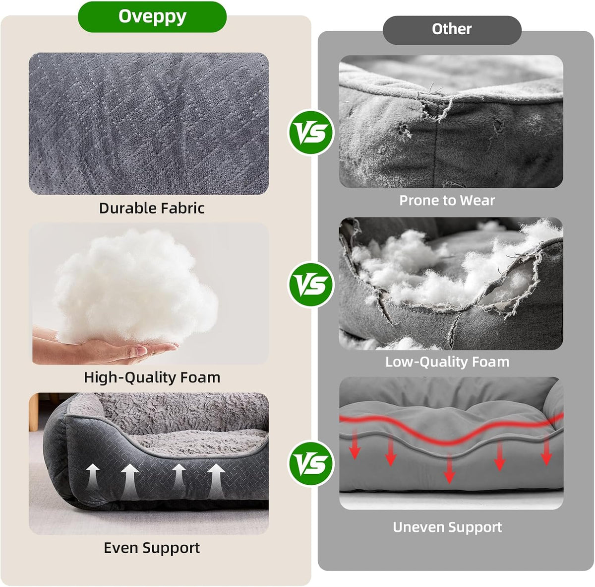Dog Bed for Medium Large Dogs Washable, Super Soft Rectangle Dog Beds Medium Large Size, Warming Durable Pet Bed with Anti-Slip Bottom, Anti-Anxiety, Grey, 30 x 24 x 9inch