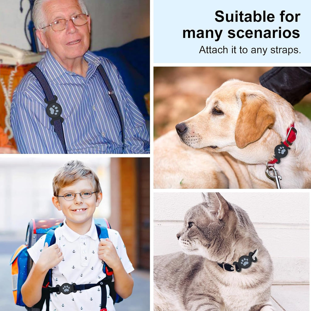 Dog Collar Holder Compatible with Airtag 2/1, 1 Pack Waterproof Full Body Covered Soft Silicone Case for Apple AirTag Gen 2/Gen 1 Dog Collar GPS Pet Tracker