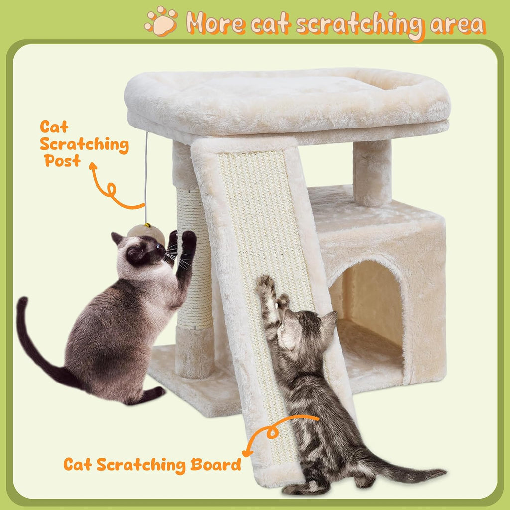 Small Cat Tree, Cat Tower with Scratching Post & Perch & Condo