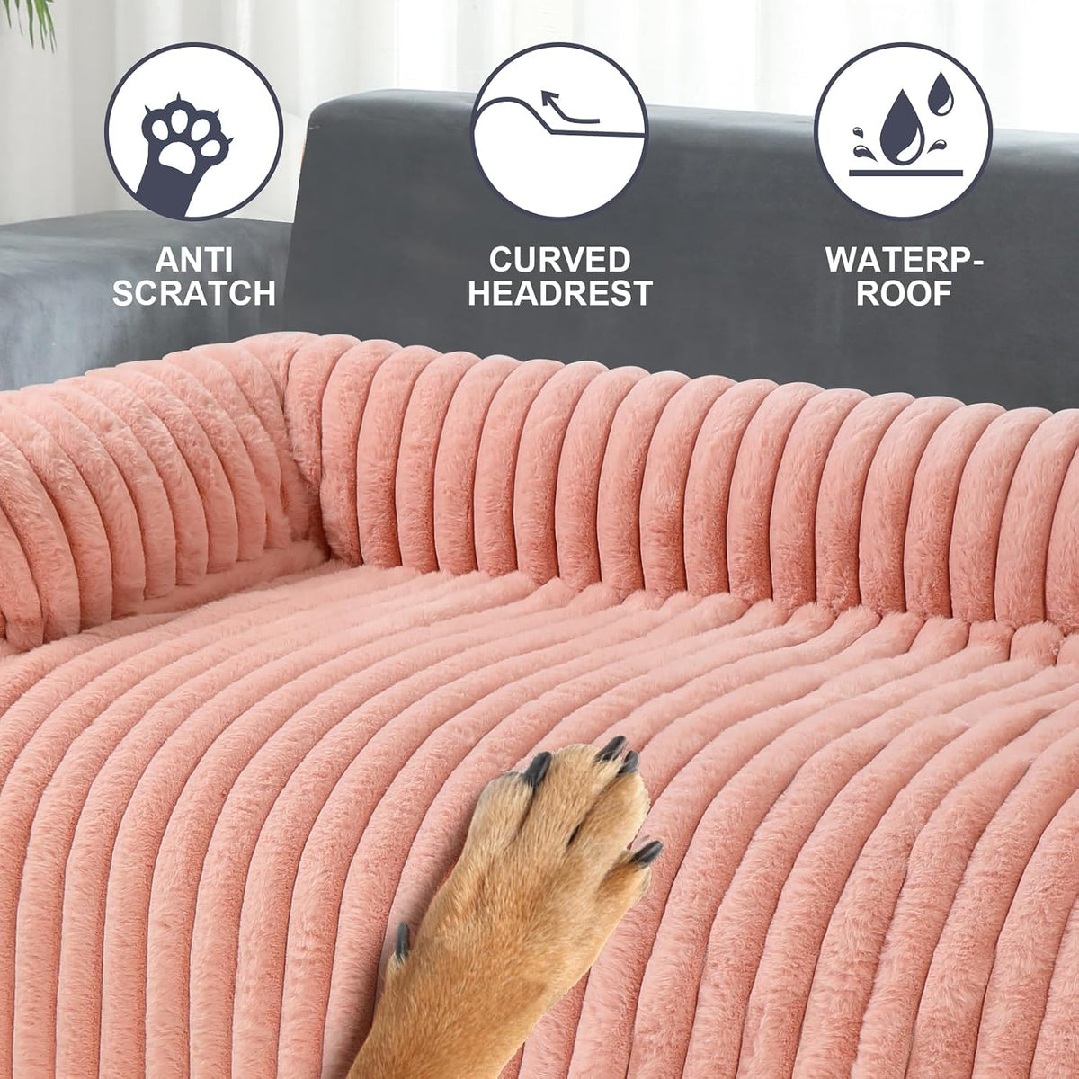 Dog Couch Bed, Couch Cover for Dogs Washable, Dog Bed for Couch(Pink, L)