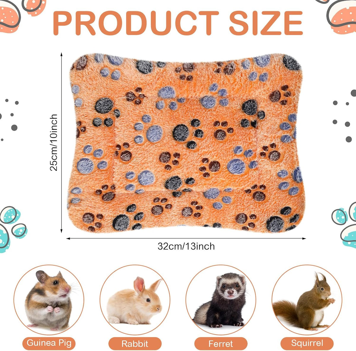 Haull 4 Pcs Waterproof Guinea Pig Bedding Mat, Paw, 13 x 10