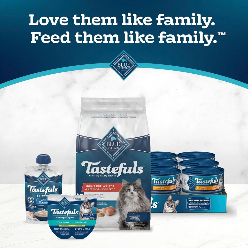 Blue Buffalo Tastefuls Chicken Weight & Hairball Control Dry Cat Food, 3 lb (Pack of 6)