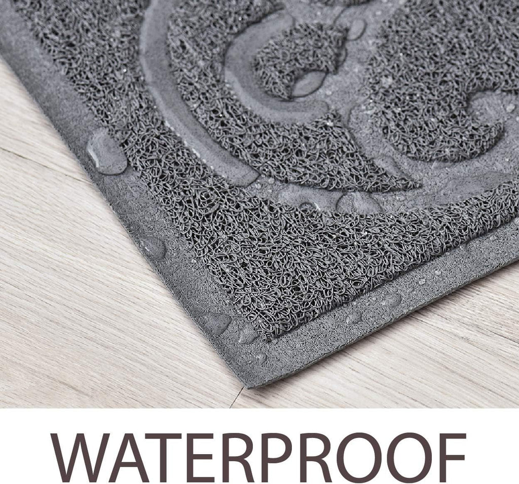 PetLike Cat Litter Box Mat, Thick Kitty Litter Trapping Mat, Durable,Waterproof &Washable with Non-Slip Backing, Soft on Kitty Paws and Easy to Clean, BPA Free 47x35,Light Grey