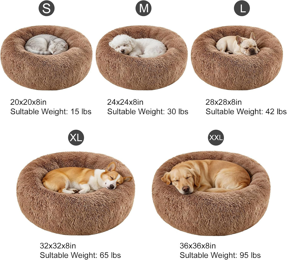 Dog Calming Beds for Large Dogs Round Donut Washable Large Sized Dog Bed