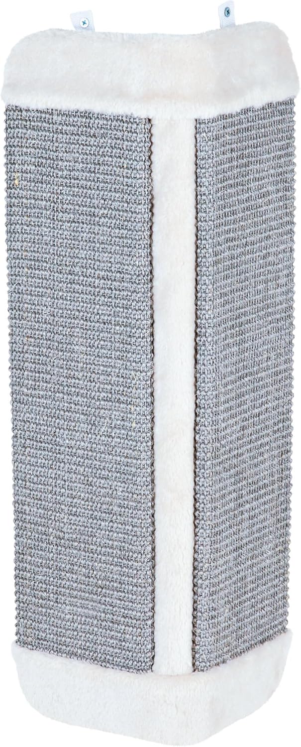 Trixie Scratching Board for Corner – Vertical Sisal Rope Pad for Indoor Cats – Easy-Install Corner Scratch Pad – Gray, 1 x 12.6 x 23.6 in