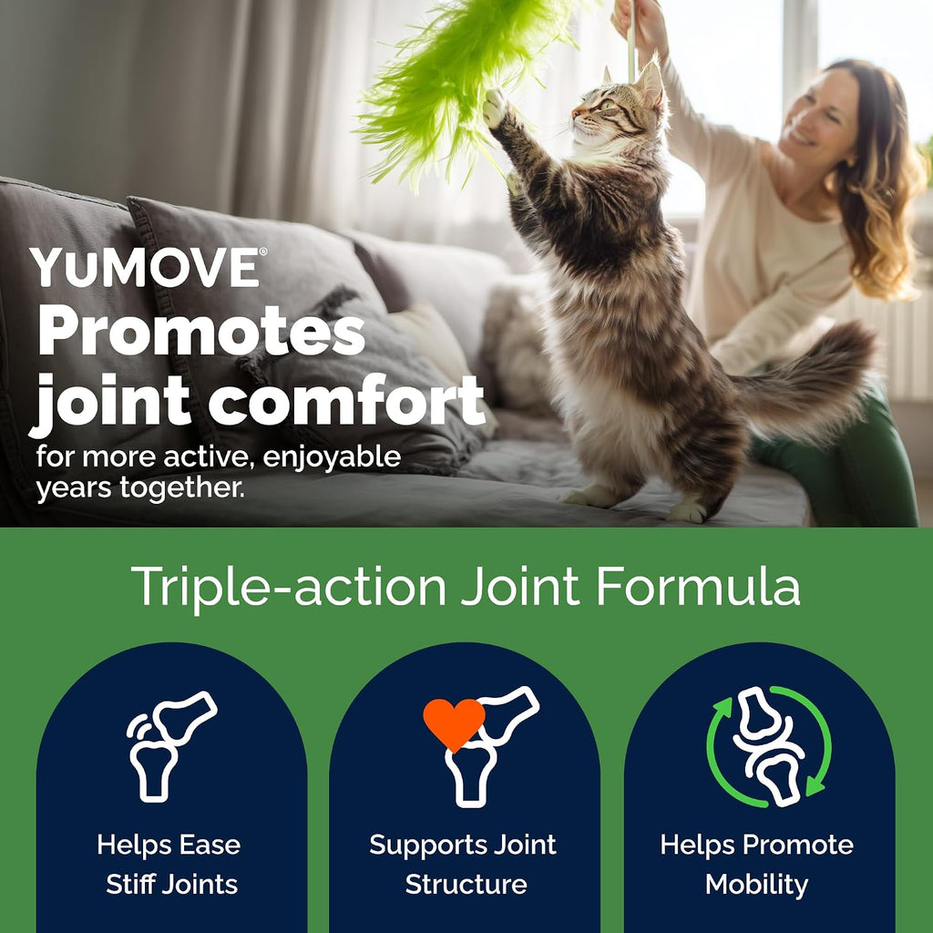 YuMOVE Cat Hip & Joint Supplement, Green Lipped Mussel & Glucosamine, 60ct