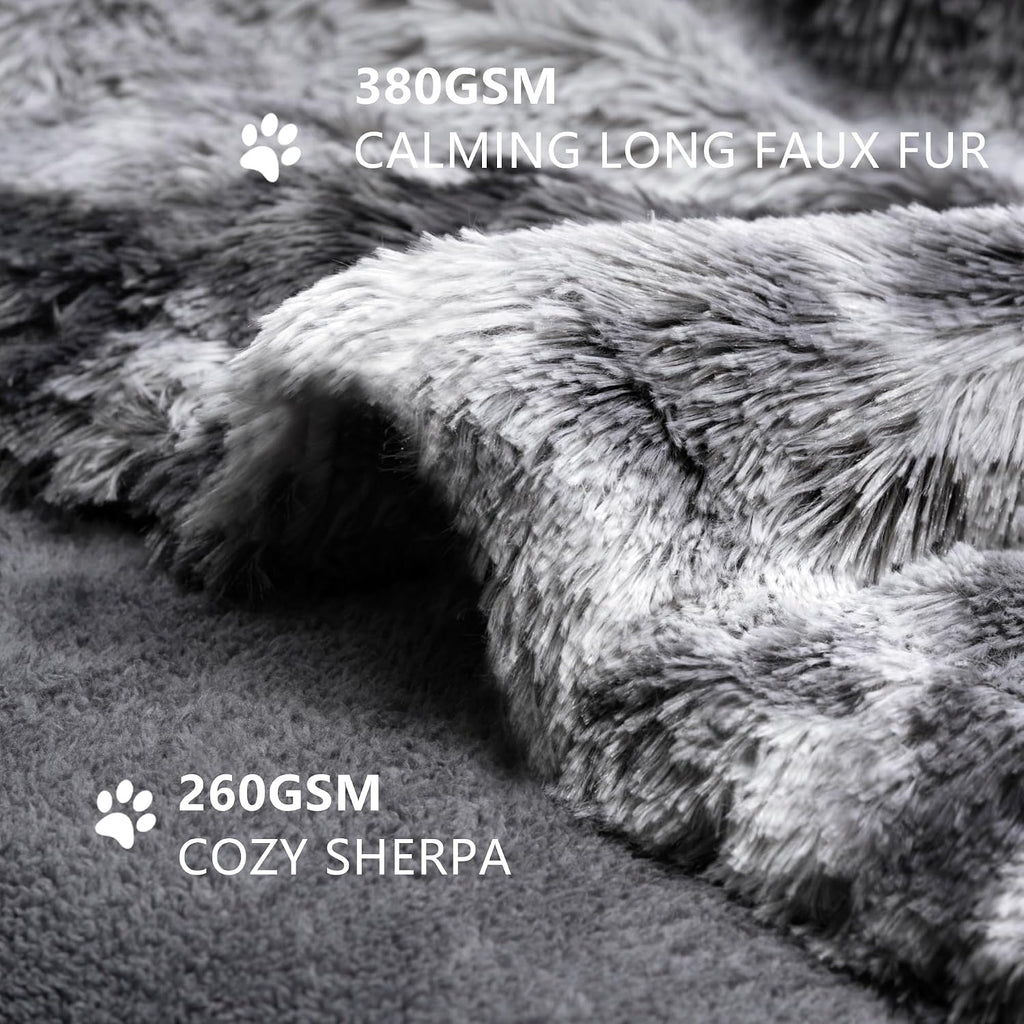 gogobunny Waterproof Dog Blanket for Couch & Furniture Protection - Super Soft Reversible Throw for Large Dogs & Cats, Calming Washable Fur & Sherpa Pet Blanket(25x35 Inch, Tie-dye Grey)