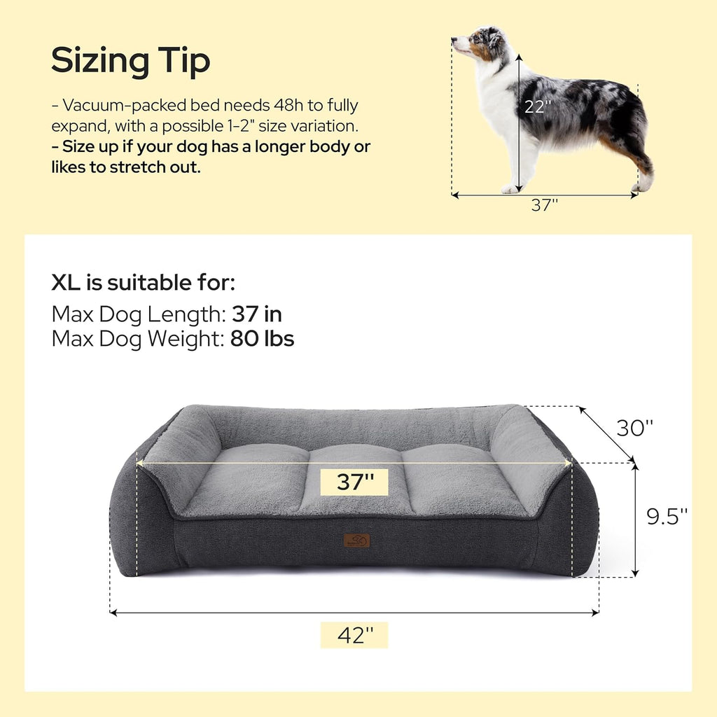 Bedsure SupportMax® Extra Thick Orthopedic XL Dog Beds Large Sized Dog