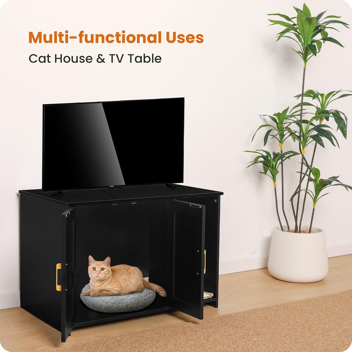 Dwanton Cat Litter Box Enclosure, with Scratching Mat, 31.5" x 19.7"x 21.7"
