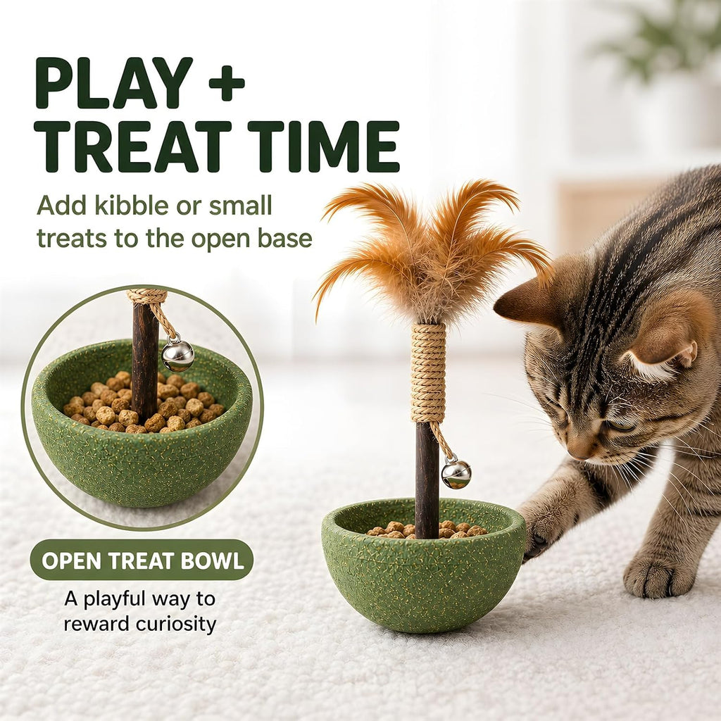 2-Piece Feather Tumbler Cat Toy with Catnip & Bell with Silvervine Stick