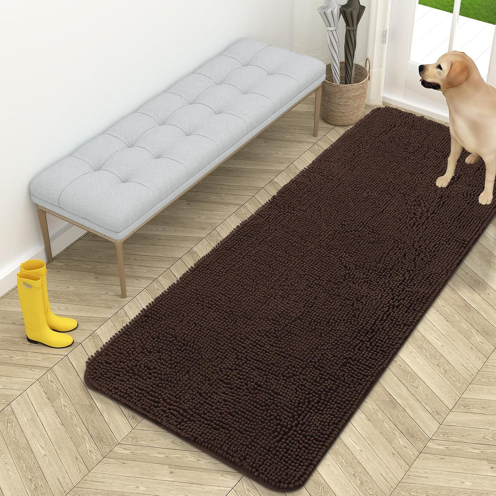 OLANLY Dog Door Mat for Muddy Paws 59x24, Super Absorbent Chenille Mud Mat