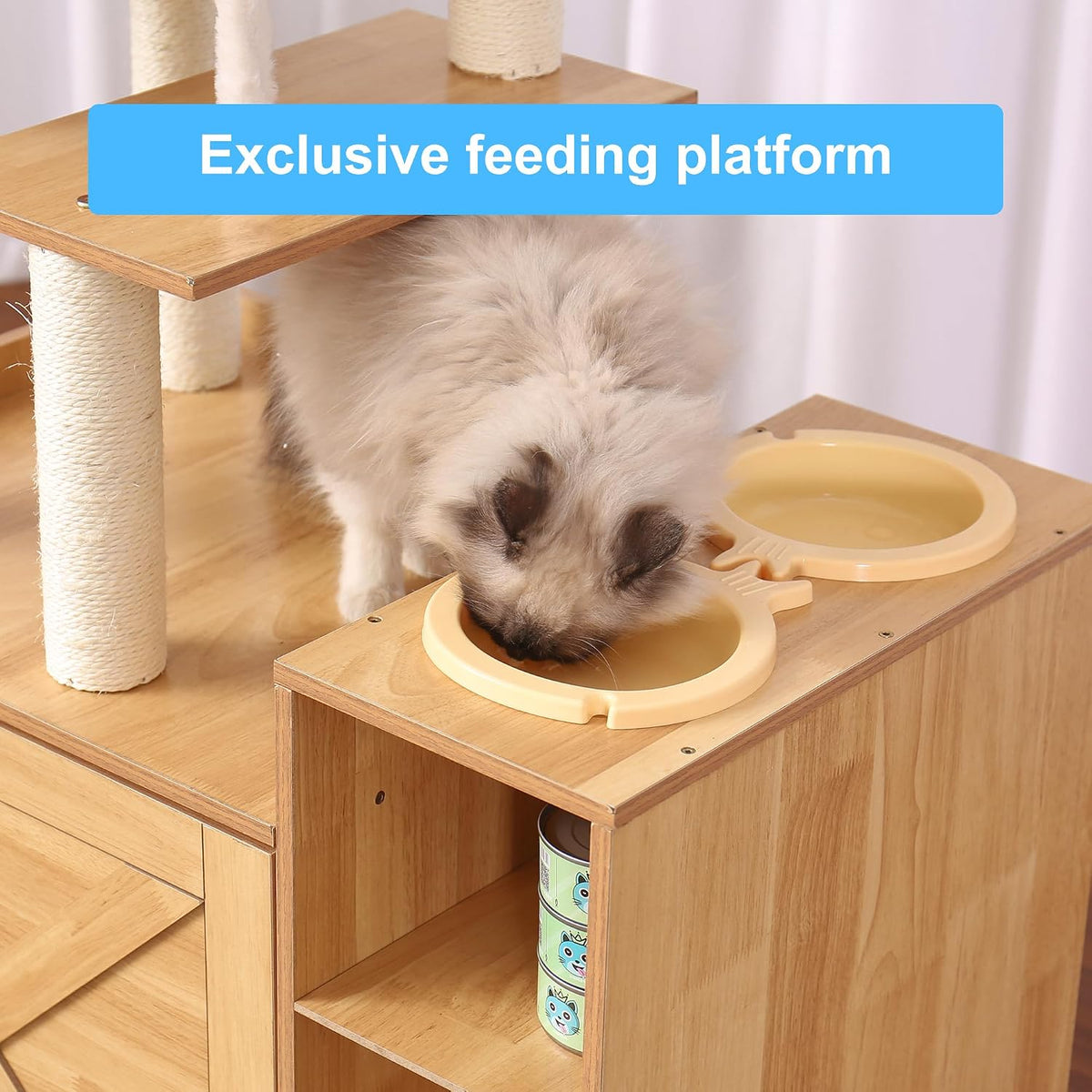 Hey-brother Cat Tree Tower, Wooden Litter Box Enclosure and Condo, MPJ115WB