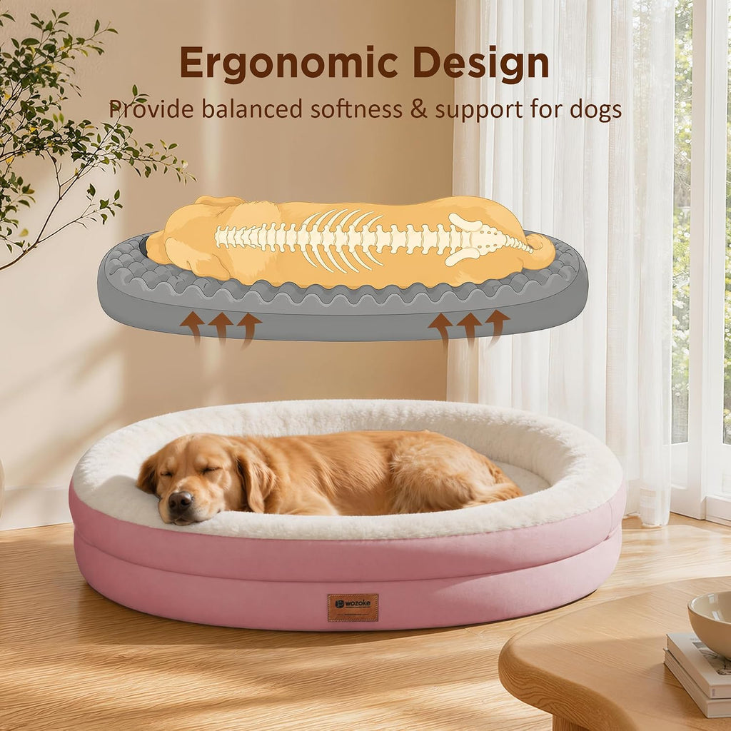Waterproof Orthopedic Dog Bed for Large Dogs, Pink