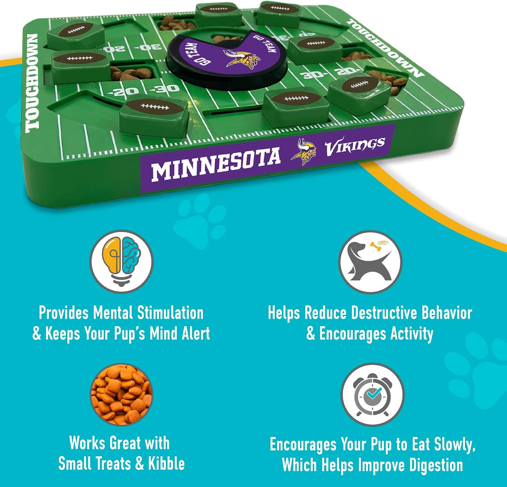 Pets First NFL Minnesota Vikings Large Puzzle Toy for Dogs, Slow Feeder Board for Pets, New Bigger Size, Interactive Doggie Treat Toy