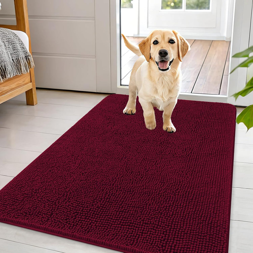 OLANLY Dog Door Mat for Muddy Paws 44x32, Super Absorbent Chenille Mud Mat