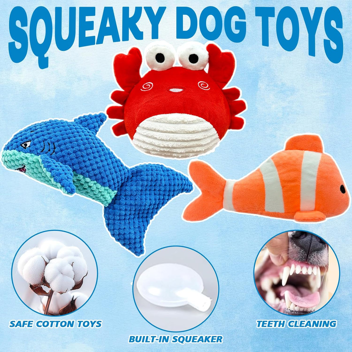 MRSOHRET Dog Squeak Toys for Aggressive Chewers, Crinkle Puppy Chew Toys | 5 Pack Plush Puppy Teething Toys, Tough Durable Stuffed Squeaky Dog Toy for Small Medium Large Breed to Keep Them Busy