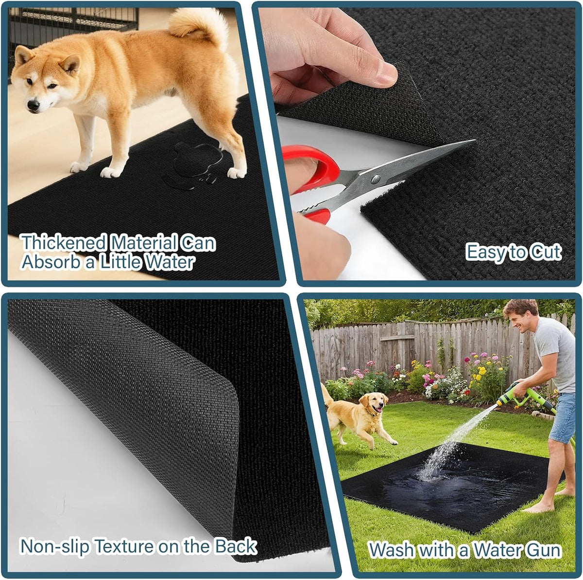 Wibeelee 60" X 74" X 0.23'' Mat for Under Dog Crate Waterproof Non-Slip Kennel Mat to Protect Floors Extra Large Absorbs Urine Reusable Dog Playpen Mat